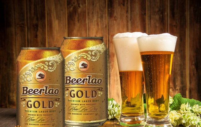 Két bia Lào lon gold 330ml 4 Két bia Lào lon gold 330ml 4